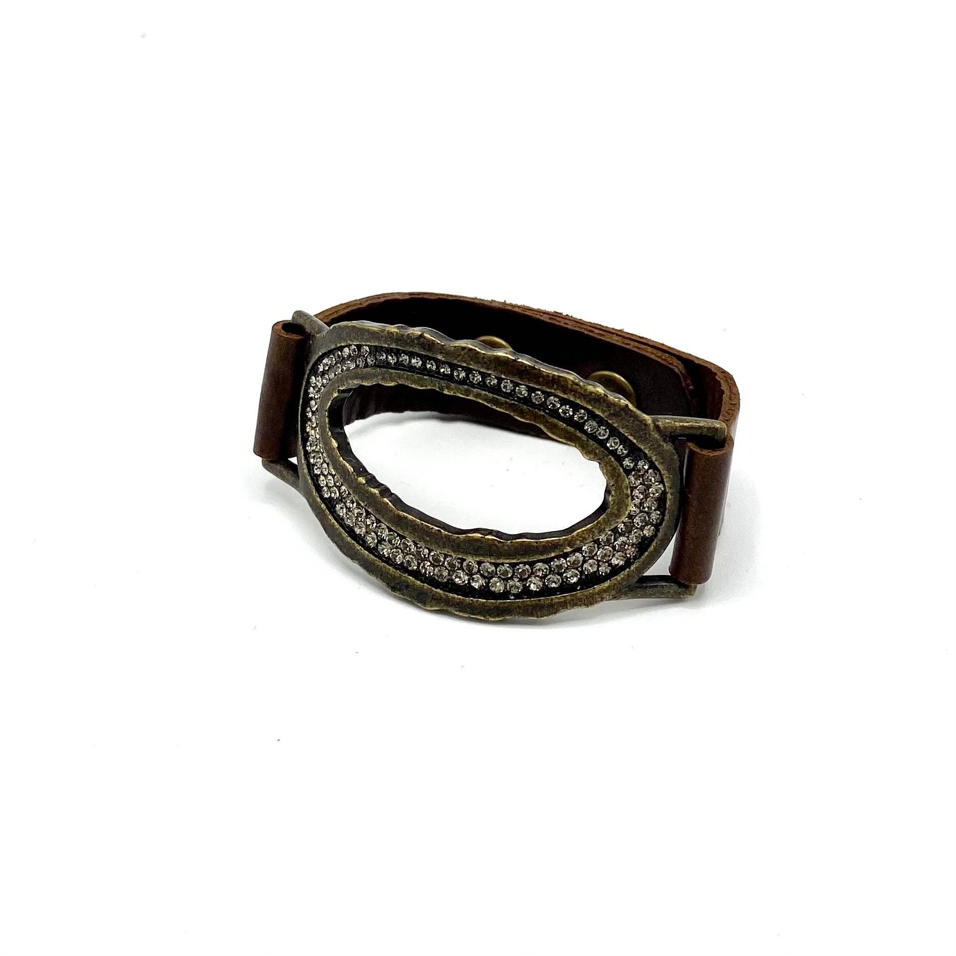 Live Edge Pave Open Center Oval Bracelet: Slate w Black Diamond