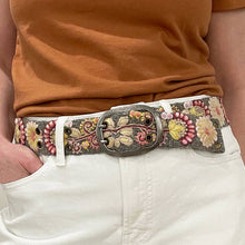 Heather Gray Floral Embroidered Wool Belt: S