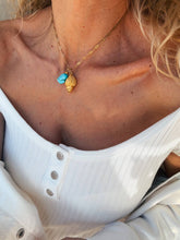 Gold shell delicate necklace with turquoise natural stone