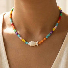 Fish Pendant Vibrant Mixed Beaded Necklace: MU