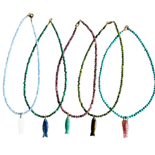 The Ashley Fish Necklace: Green Turquoise with Amethyst Fish