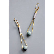HYLE58 Gold-Plated Dangle Earrings with Magnesite & Jasper