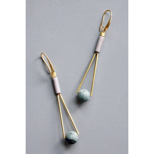 HYLE58 Gold-Plated Dangle Earrings with Magnesite & Jasper
