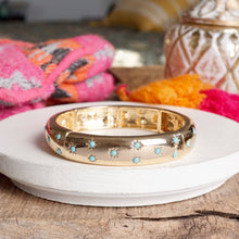 Gold-Tone Eternity Stretch Bangle – Pearls, Turquoise, or Crystals: Skinny - Clear Crystals