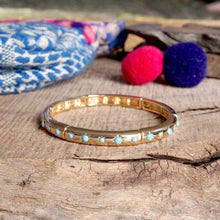 Gold-Tone Eternity Stretch Bangle – Pearls, Turquoise, or Crystals: Skinny - Pearls