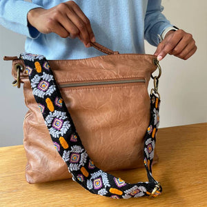 Nested Embroidered Adjustable Bag Strap, Black