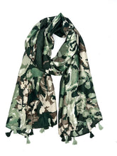 HH-222 Printed scarf with tassel: Beige