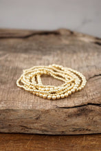 Multi size beaded bracelet stack 6 bracelets - Gold tone