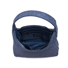 Harmonia - Woven Vegan Leather Shoulder Bag: Dark Denim
