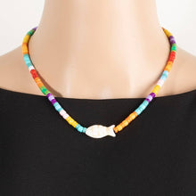 Fish Pendant Vibrant Mixed Beaded Necklace: MU