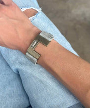 Angular Horseshoe Bracelet with Baguettes: Vintage Brown w Black Diamond
