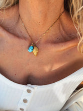 Gold shell delicate necklace with turquoise natural stone