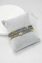 Mini Sideways Cross Bracelet stack Glass and gold metal beads: Multi-Colored