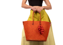Santa Ynez Small Woven Straw Tote Bag with Tassel Charm: Cappuccino