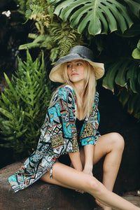 5" & 7" Wide Brim Two Tone Packable Straw Sun Hats: Black Two Tone / 7" Brim