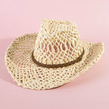 Western Loose Weave Straw Cowboy Hat: NATURAL