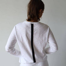 Relaxed Crew in White with Black Stripe