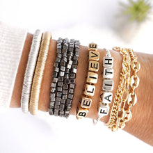 Heishi Disc Boho beaded stretchy bracelet Silver Gold Shell: Gold and Gray