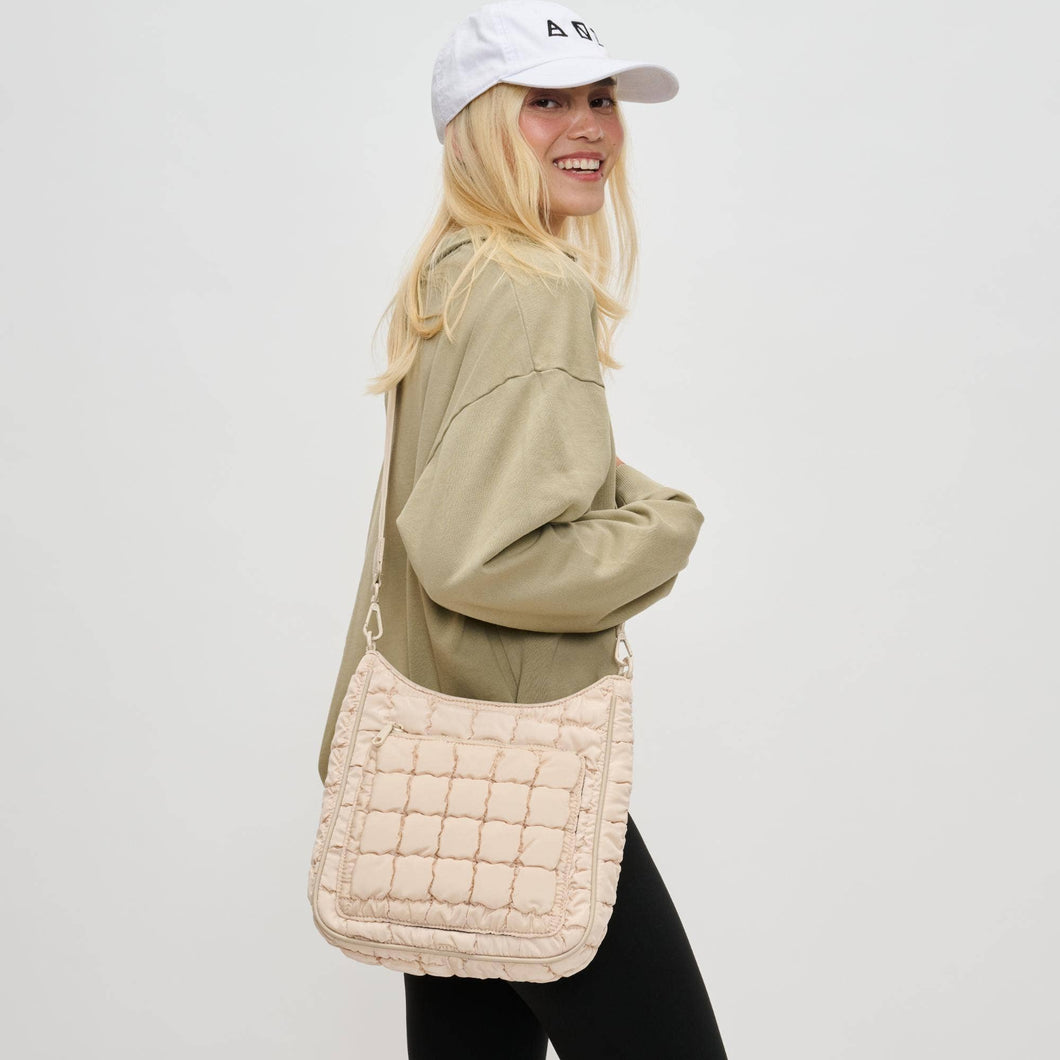 Aura - Quilted Nylon Puffer Crossbody: Cream
