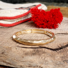 Boho Stretchy Minimalist Bangle Raw Textured Worn Gold and Silver tones: Worn Silver