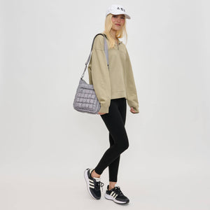 Aura - Quilted Nylon Puffer Crossbody: Cream