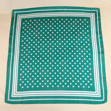 Polka Dot With Stripe Border Print Satin Square Scarf: GN
