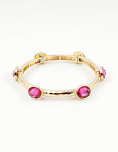 B25034 Glass Bead/Faux Pearl Adorned Stretch Bangle Bracelet: 04 CR