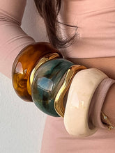 Caelia Modern Bold Statement Resin Bangle: White