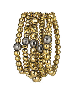 Set of 5 Gold Hematite Stretch Bangle Bracelets