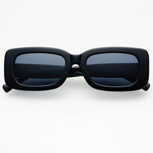 Noa Acetate Unisex Rectangular Sunglasses: Black