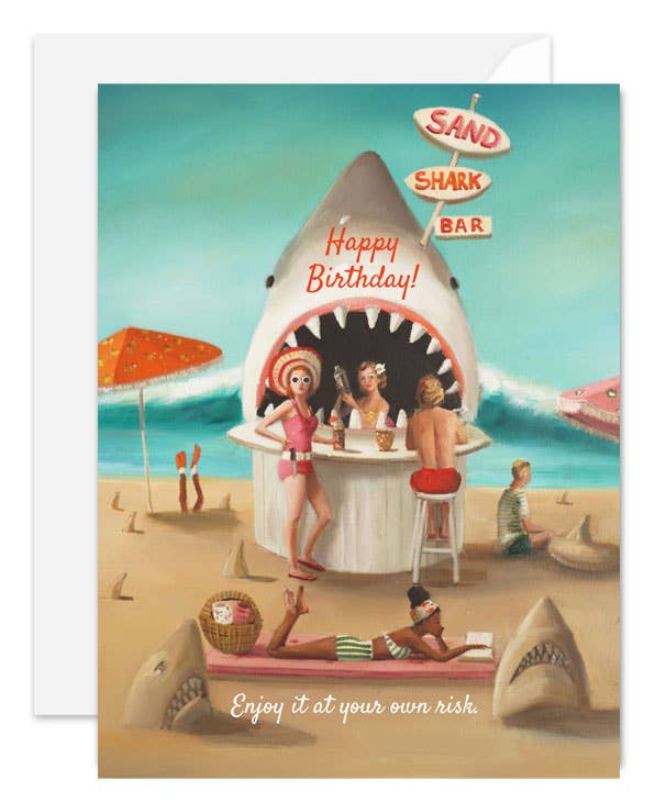 Sand Shark Bar Happy Birthday Card