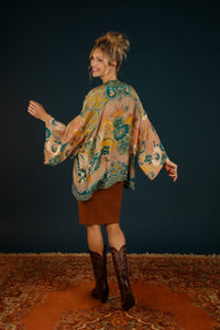 Luxe Folk Art Floral Kimono Jacket - Petal