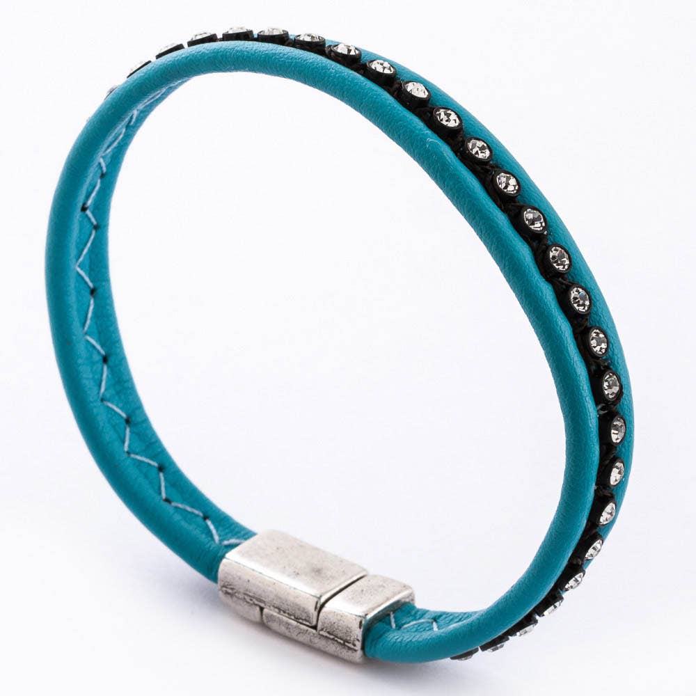 Crystal and Turquoise Leather Bracelet