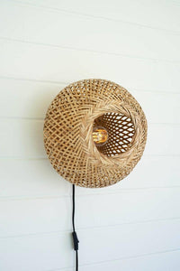 Woven Cane Wall Sconce Light