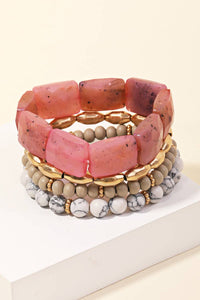 Rectangle Stone Beaded Stackable Bracelet